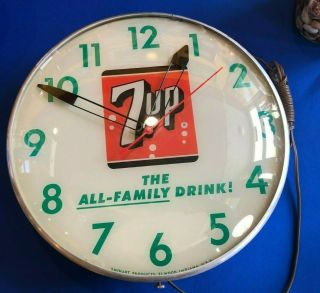 7 Up Swihart Bubble Glass Light Up Wall Clock - Made In Usa - Elwood,  Indiana
