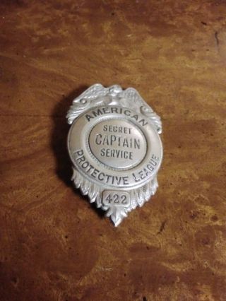 World War 1 Era Badge American Protective League Secret Service Captain