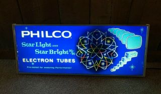 Vintage Philco Radio Tv Tubes Star Light And Electron Lighted Sign Motion