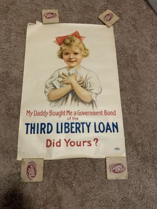 Wwi Poster Third Liberty Loan Daddy Bought Me A Government Bond