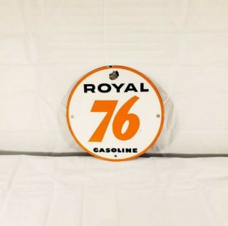Vintage Royal 76 Gasoline Porcelain Sign Gas And Oil Advertising Gas Pump Sign