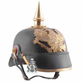 Fr Prussian Leather Brass Helmet Officer 