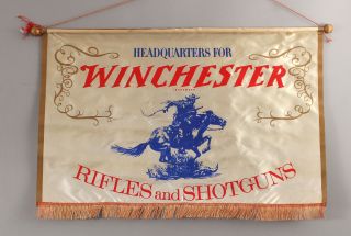 Vintage 1950/60s,  Headquarters For Winchester Rifles And Shotguns Sign Banner Nr