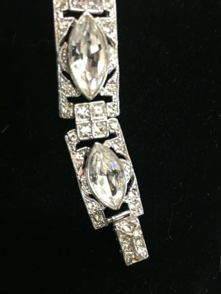 Vintage Signed Kenneth Lane Art Deco Rhinestone Link Bracelet 7 1/4 "