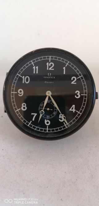 Vintage Omega 8 Day Automobile Clock.  1930_1938 Rare 83mm Running