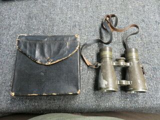 Wwi German Fernglas 08 Binoculars W/ Case - Paint - Unusual Case