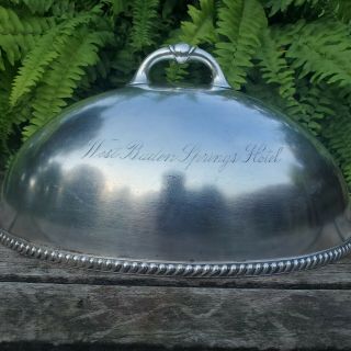 Rare West Baden Springs Hotel Silver Food Plate Dome Cover Wallace Bros.  1920 