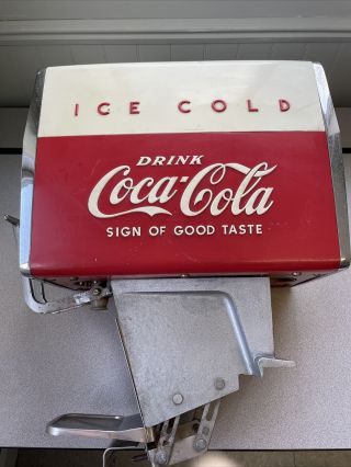 Vintage Coke Fountain Pop Dispenser Ice Cold Drink Coca Cola Sign Of Good Taste 4