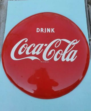 Vintage Sst 24 " Drink Coca Cola Red Button Coke Soda Tin Not Porcelain Sign 1