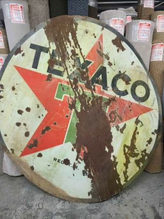 Huge Porcelain Metal Texaco Sign Double Sided 6 Foot