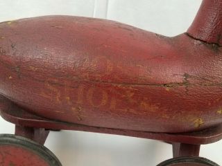 RED GOOSE SHOES advertising Ride on 1920 ' s TOY Wood Rare 3