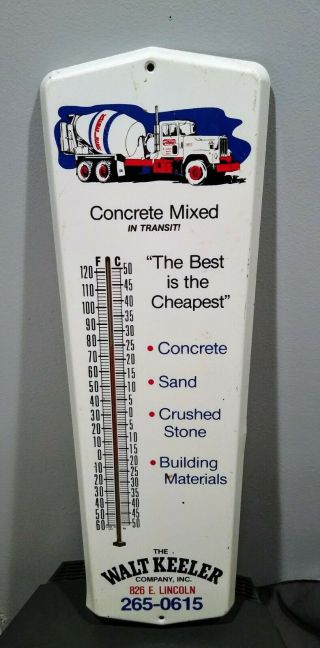 Rare Walt Keeler Wichita Kansas Cement Mixer Big Rig Truck Thermometer