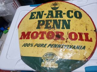 Rare 1930s 24 " Enarco Penn Motor Oil Sign 100 Pure Pennsylvania