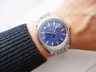 Rare Blue Japan Citizen Automatic Date Vintage Wristwatch From 1970 