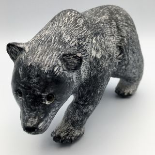 Hand Carved Inuit Soapstone Art Sculpture Grizzly Bear Made In Canada