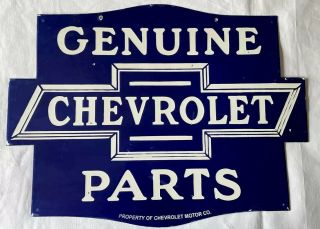 Vintage Double Sided Chevrolet 24” Parts Porcelain Sign Car Gas Oil Service
