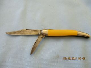 Vintage Imperial 2 Blade Knife Yellow Handles,  Prov.  R.  I.  Usa