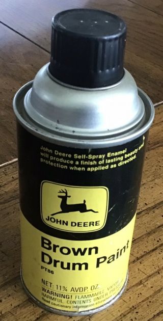 Vintage John Deere Paint Spray Enamel Can 11 3/4 Oz Brown Drum Paint Nos