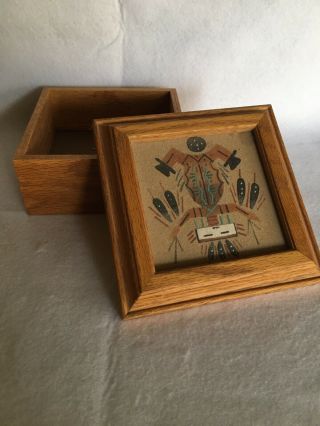 Vintage Native American Navajo Sand Painting Box “ Healing Ceremony “