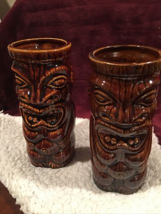 Vintage Orchids Of Hawaii Tiki Mug Glass Brown Glaze; Bar Decor; R - 76 Japan (2)