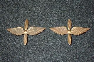 Wwi Army Air Service Officers Bos Collar Insignia Pair Winged Propeller,  England