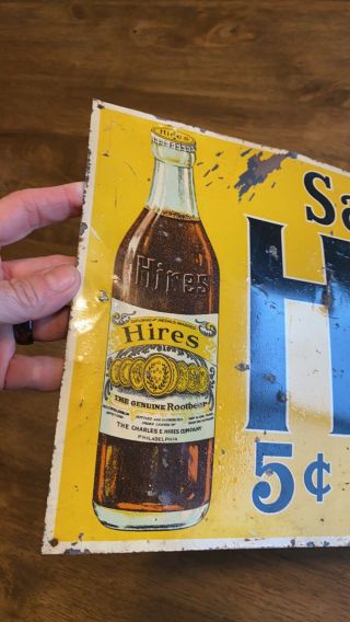 RARE 1900s Hires Rootbeer Soda Tin Sign 2