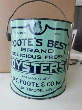Footes Best Brand Oysters - 1 Gallon Tin Oyster Can W/bale -