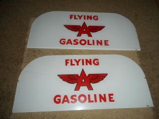 Vintage Pair Nos Flying A Gas Station Pump Shoe Box Ad Advertising Glass Signs