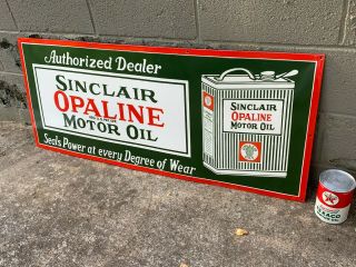 " Sinclair Opaline Oil " Large,  Heavy Porcelain Sign (48 " X 20 ") Near,
