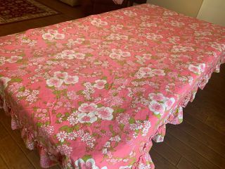 2 Vintage Pink Flower Ruffled Bed Spread Covers 81 " X113 " Twinxl - Full - Queen