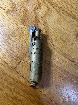 Ww1 Patent 1912 Rare Brass Slide Trench Lighter Jmco Austria Sleeve Military