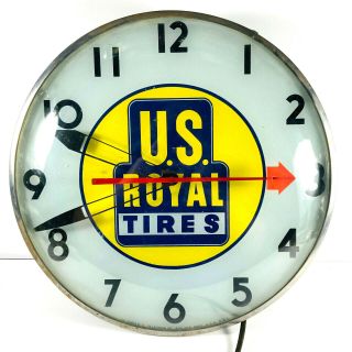 Vtg Telechron U.  S.  Us Royal Tires Advertising Clock No Lights