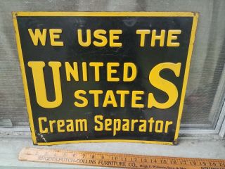 Vintage United States Cream Separator Metal Embossed Sign Dairy Ice Milk