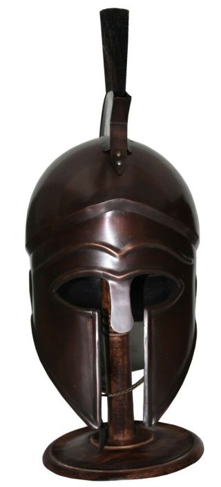 Aljanna Medieval Carbon Steel Troy Copper Helmet With Black Plume Armor