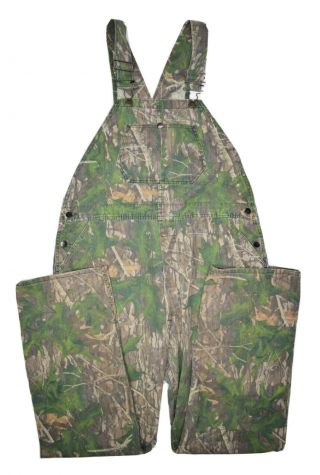 Vintage Mossy Oak Leaf Camouflage Overalls Mens 40x34 Hunting Made In Usa Bibs