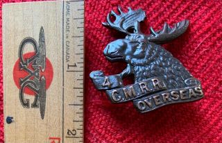 Wwi Great War Canada Cef Cap Badge 4th Canadian Mounted Rifles “cmrr” Variant