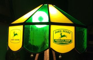 Vintage Green Yellow Stain Glass Lamp Shade 1970’s John Deere Lee Wayne Rare