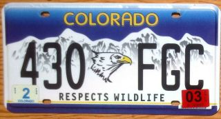 2003 Colorado Specialty License Plate Number Tag – Respects Wildlife