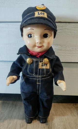 Vintage 50s 60s Buddy Lee Doll W/ Union Made Lee Denim Overalls