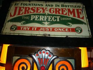 C.  1910 Jersey Creme Cola Soda " At The Fountains And In Bottles 5c Sign