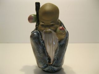 Vintage Chinese God Of Longevity Clay Figurine Shou Lao Xing