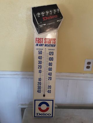 Vintage Delco Battery 35  Thermometer.