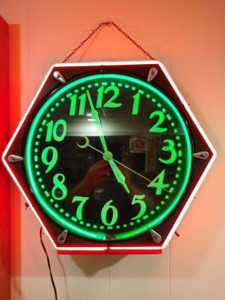 Vintage Cleveland Script Face Clock,  Electric Neon Sign Co