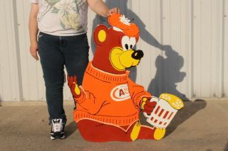 Large A&w Root Beer Bear Soda Pop Drive - In Restaurant 36 " Porcelain Metal Sign