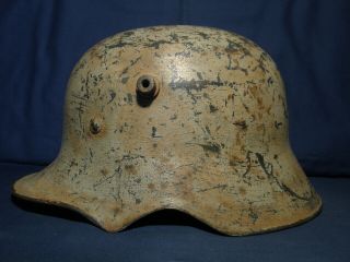 Ww1 German M - 18 Ear Cut - Out Camouflage Helmet.  Cavalry Helmet.  Size 64.  Et64.
