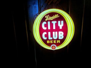 Vintage Rare 2sided Schmidt City Club Beer Bullseye Light Sign Non Motion 15in 5
