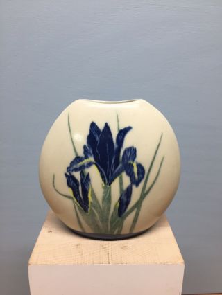 Vintage Rare Hand Crafted Otagiri Made In Japan Blue Bearded Iris Vase/bud Vase