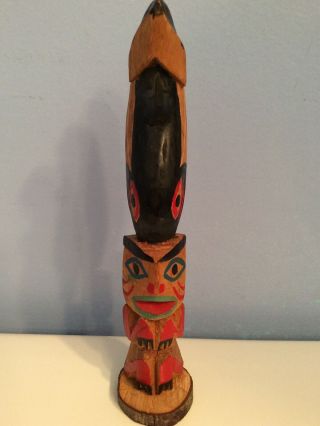 Vintage Indian Handcrafted Totem Pole,  8 Inch