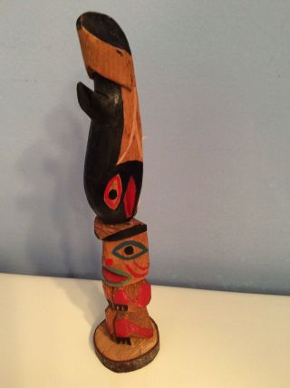 Vintage Indian Handcrafted Totem Pole,  8 Inch 2