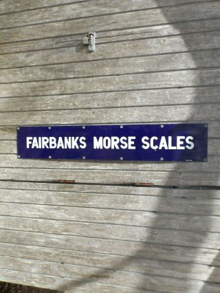 FAIRBANKS MORSE SCALES PORCELAIN SIGN by BURDICK CHICAGO 50 x 9 